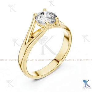 Anillo de compromiso solitario con diamante cultivado en laboratorio, corte redondo, E VVS2, certificado IGI, en oro macizo con engaste de corona, estilo filigrana vintage. - Product Image 2