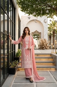 Ensemble haut, palazzo et dupatta en faux georgette lourde avec broderie et travail de sequins chinois, entièrement cousu, avec doublure intérieure en micro-coton (PU 1732) - Product Image 4