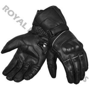 Gants de moto tendance en cuir véritable doublés polaire, toucher cachemire, compatibles écran tactile, écologiques, pour cyclisme quotidien, homme, noir, personnalisables - Product Image 1