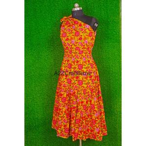 Robe moulante mi-longue sans manches à épaules dénudées A2ZCraftBazar, 100% coton, imprimé floral numérique, sexy, respirante, pour femmes - Product Image 4