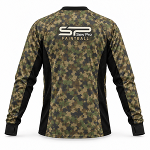 Camiseta de Paintball Sublimada Personalizada, Manga Larga, Camuflaje, Paneles de Malla, Puños con Orificios para Pulgares, Uniforme de Equipo OEM - Product Image 4