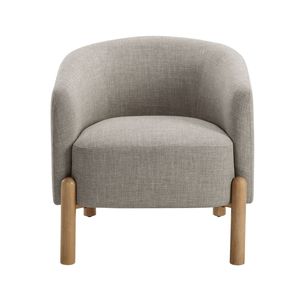 Poltrona con Gambe in Legno Massello e Struttura Resistente, Stile Contemporaneo, Comfort per Soggiorno, 1 Pezzo in Rivestimento Color Taupe - Product Image 2