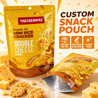 Sachet alimentaire personnalisé imprimé, qualité alimentaire, en plastique laminé, à fond plat, pour riz, craquelins, noix, bonbons, avec fermeture éclair, faible MOQ 100 pièces