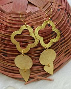 Pendientes de latón de lujo estilo bohemio, aros antiguos de moda para bodas y fiestas, joyería étnica vintage hecha a mano, pieza llamativa. - Product Image 6