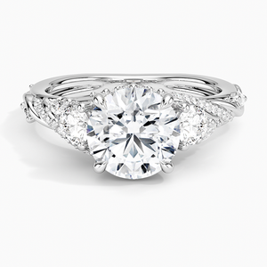 14K Yellow Gold Ring Featuring the Begonia Vine Three Stone Diamond Design - Product Image 3