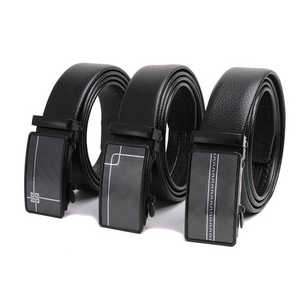 Ceinture automatique en cuir véritable noir avec boucle rectangulaire en plastique, solide, décontractée, durable, en cuir de vachette, moulage monobloc - Product Image 6