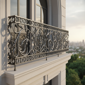 Système de balustrade et de main courante en fer forgé traditionnel décoratif pour usage extérieur, résistant à la rouille, garde-corps de balcon - Product Image 3