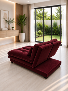 Sofá Cama Moderno Smile 3 en 1 Color Granate, Sofá Cama Convertible Tapizado con Mechones, Mueble de Salón para Sala de Estar, Dormitorio, Hotel, Villa - Product Image 2