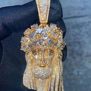 Colgante de Moissanita con Imagen de Jesucristo, Estilo Bling Bling Hip Hop Iced Out, Joyería Cristiana Unisex - Product Image 1