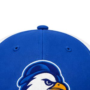 Casquette de baseball sportive bleu roi et blanc flamboyant, ajustable avec fermeture snapback, logo d'équipe brodé, respirante, imperméable, tissu 100% coton - Product Image 5