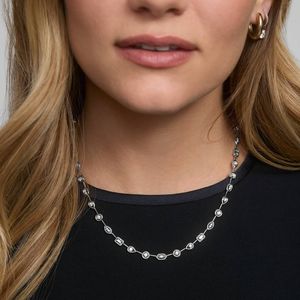 Mixed Shape Diamond Fashion <b>Necklace</b> with Round and Baguette Diamonds in White Gold - Product Image 4