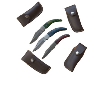 Juego de Cuchillos Plegables Profesionales de Acero al Carbono Hechos a Mano, 7 Piezas, Hoja Forjada Personalizada de Espiga Completa, Juego de Madera Estabilizada Multicolor - Product Image 2