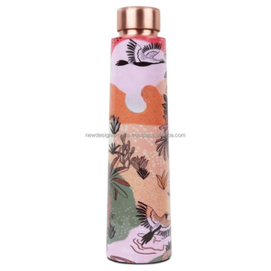 Handmade Ayurvedic Enameled Print Metal Copper <b>Drinkware</b>-Pure Copper Water Bottle for Drinking New Shape <b>Disposable</b> - Product Image 1