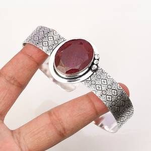 Bracelet manchette en argent sterling 925 avec rubis de haute qualité, fait main, style religieux, bijoux naturels pour femmes, vente en gros, cadeau - Product Image 4