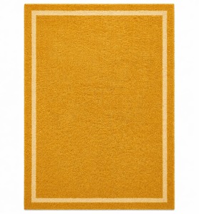 Alfombra Moderna de Lana Amarillo Mostaza con Borde, Hecha a Mano, Antideslizante, Apta para Mascotas, de Pelo Corto, Minimalista, para Sala de Estar y Dormitorio - Product Image 1