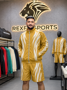ชุดกีฬา REXFIT SPORTS 2026 เสื้อแจ็คเก็ตและกางเกงขาสั้นแบบสั่งทำพิเศษสำหรับผู้ชาย ชุดกีฬาไนลอนสีมัสตาร์ด ชุดวอร์มสีเหลืองสำหรับผู้ชาย เสื้อแจ็คเก็ตและกางเกงขาสั้นสีเหลือง - Product Image 6