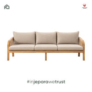 Luxury Teak Wood <b>Outdoor</b> Patio <b>Sofa</b> 3 Seater with Woven Rope Arms and <b>Cushions</b> for Garden Poolside Resort - Product Image 2