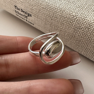 Bague ovale rétro simple en argent sterling S925, style coréen, design de niche, bague de mode coréenne pour personnalité affirmée - Product Image 3