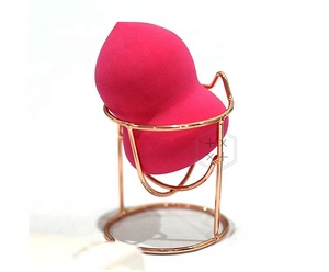 Support de rangement portable en métal doré et or rose pour poudres et éponges de maquillage, idéal pour les boutiques - Product Image 1