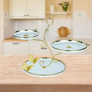 Support à gâteau en métal très demandé pour la présentation de desserts lors de mariages, avec des assiettes rondes, pour l'exportation mondiale depuis l'Inde - Product Image 1