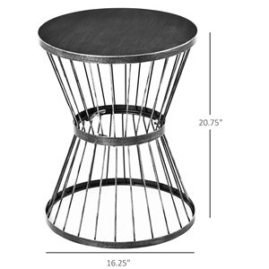 Tavolino d'Appoggio Nero da 16 Pollici con Design a Clessidra, per Interni ed Esterni, con Struttura in Acciaio per Uso Esterno - Product Image 3