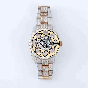 Montre Hip Hop US Iced Out bicolore or rose entièrement sertie de diamants, montre-bracelet de luxe pour homme, diamant naturel bicolore - Product Image 2