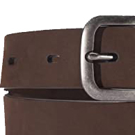 Ceinture en cuir de vachette marron décontractée pour homme avec boucle rectangulaire argentée, design solide - Product Image 4