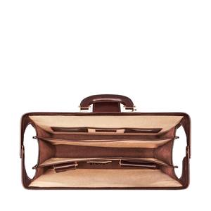 Porte-documents en cuir pleine fleur véritable marron foncé de haute qualité avec fermoir à bouton-poussoir pour homme, sac de bureau exécutif en cuir de vachette fait main - Product Image 5