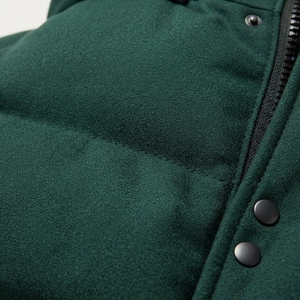 Veste d'hiver matelassée à capuche pour homme, vert uni, coupe-vent, décontractée, col montant, fermeture à boutons - Product Image 6