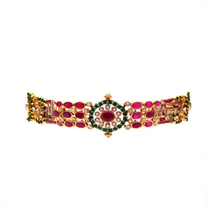 <b>Ruby</b> and Green American Diamond Studded Kada <b>Bracelet</b> 2*6 - Product Image 2