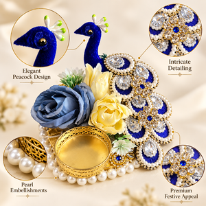 Portavelas Decorativo con Forma de Pavo Real para Decoración del Hogar, Centro de Mesa Festivo, Portavelas Diya para Diwali, Puja, Bodas y Regalos - Product Image 4