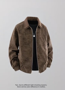 Chaqueta de Motociclista para Hombre, Estilo Retro, Color Café Marrón, de Gamuza, para Primavera y Otoño, Impermeable, Transpirable y Resistente al Viento - Product Image 3