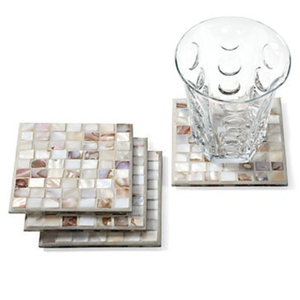 Mother of Pearl Inlay Coasters Set Luxury Round <b>Mosaic</b> Sea Shell Drink Coasters for Coffee <b>Table</b> Decor And Restaurant Tableware - Product Image 5
