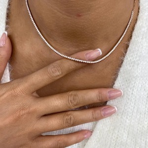 สร้อยคอเทนนิสเพชรขายดีที่สุด ทำจากทองคำแท้ พร้อมเพชรธรรมชาติที่ได้รับการรับรอง มีจำหน่ายในปริมาณมาก - Product Image 4