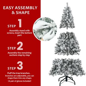 Albero di Natale Artificiale Innevato Non Illuminato da 120 cm con 233 Punte di Rami e Supporto in Metallo per Forniture Promozionali per Feste - Product Image 5