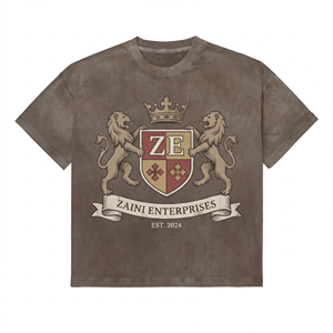 Camiseta Premium 100% Algodón, Lavado Ácido, Estilo Vintage, Color Marrón, Talla Grande, Personalizada con Impresión DTG y Serigrafía para Logotipo, para Hombre - Product Image 1