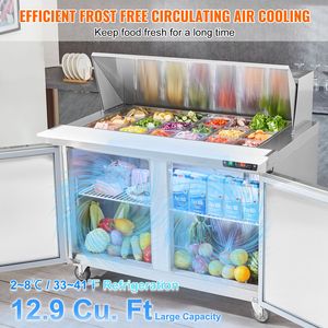 12.9 Cu. Tavolo refrigerato professionale in acciaio inox per preparazione insalate con 18 vasche e stazione di preparazione alimenti - Product Image 4