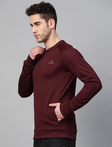 Sudadera de Manga Larga para Hombre, Color Granate, Cuello Redondo, Logotipo con Letras Estampadas en la Manga Izquierda, Corte Regular, Tejido de Punto, Estilo Casual para Otoño - Product Image 2