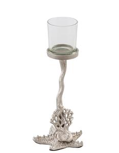 Porte-bougie vintage en métal avec insert en verre, décoration de table autoportante - Product Image 4