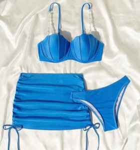 Conjunto de Bikini Personalizable con Micro Bra, Estampados de Frutas, Animales y Lisos, Decoraciones de Encaje con Pedrería, Logotipo en la Parte Delantera de la Cintura - Product Image 5