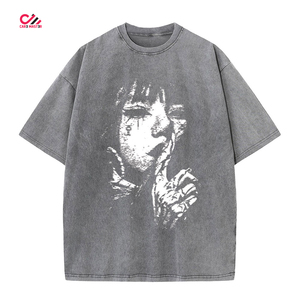 T-shirt gris oversize pour homme CARE MASTER avec impression photo blanche, col rond, manches courtes, style streetwear, en jersey de coton - Product Image 1