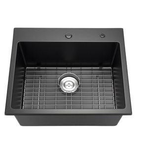 Lavello da cucina in granito da 25 pollici con montaggio superiore, vasca singola, stile rustico, con accessori multipli e superficie nano per laboratorio e casa - Product Image 4