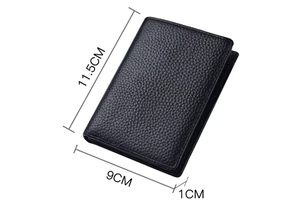 Portefeuille vintage en cuir véritable Crazy Horse, petit portefeuille sécurisé pour homme, sac à monnaie en polyester personnalisé, marron uni, ouvert - Product Image 6