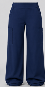 Pantalones Médicos Unisex Híbridos Transpirables de Pierna Ancha con Bolsillos y Cintura Elástica, Uniforme de Hospital de Punto - Product Image 1