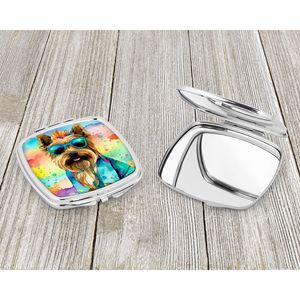Cairn Terrier Hippie Dawg compacto plegable espejo de maquillaje de mano decorativo regalo de viaje para mujeres y niñas tamaño de bolsillo - Product Image 3