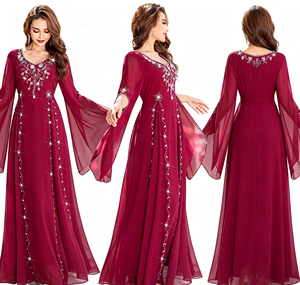 Vestido Abaya Musulmán AN11950 ENVAFA de Lujo, Hecho a Mano, Elegante, Transpirable, de Chifón con Cuentas, Largo hasta el Suelo, de Manga Larga - Product Image 6