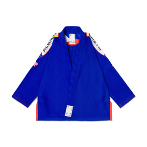 Kimono de BJJ blanc avec logo vert, taille élastique au dos, unisexe, pour bébés et tout-petits, vêtements d'arts martiaux, 100% coton extensible et léger - Product Image 1