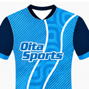 Camiseta de Rugby Azul Cielo Marino, Manga Corta, Cuello en V, Uniforme de Equipo Geométrico Personalizado, Ropa Deportiva Transpirable para Entrenamiento - Product Image 3