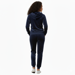 Conjuntos de chándal de terciopelo para mujer con cremallera de plástico, detalles de ribete lateral, shorts y sudaderas para discoteca/noche, estilo juvenil. - Product Image 3