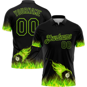 Polo personnalisé Flame 8-Ball pour homme, manches courtes, respirant, imprimé, vêtements de sport décontractés, maillot d'équipe, nom et numéro personnalisés - Product Image 4